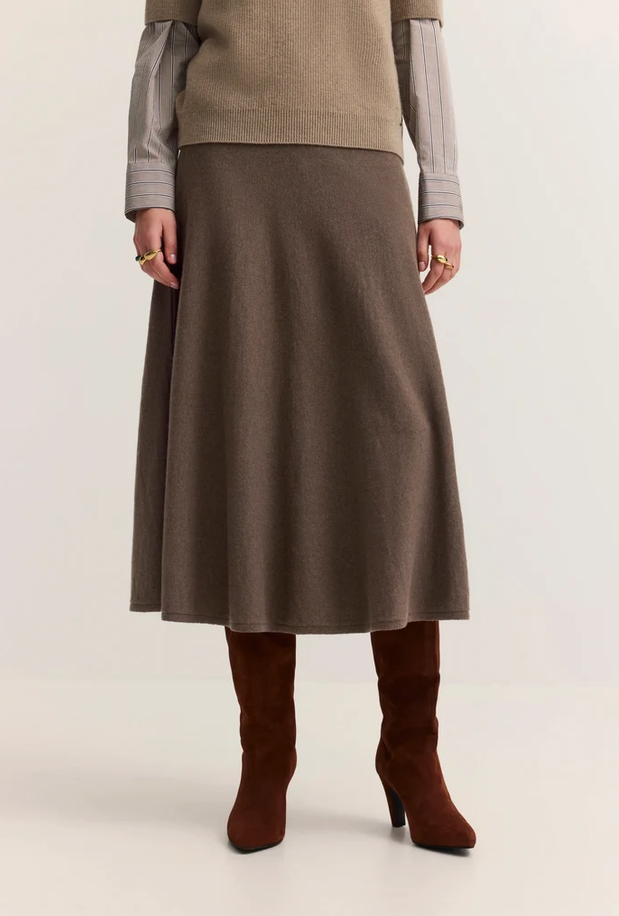 Bugatti Taupe Cashmere Midi Skirt