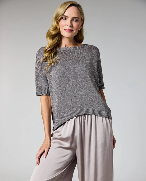 DECK By Decollage Silver Shimmer Knit Top