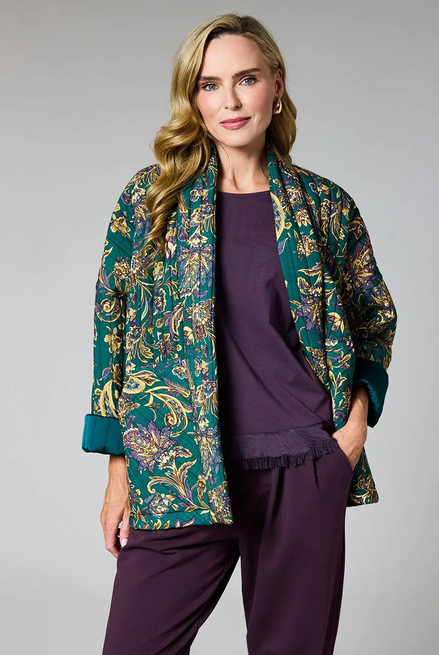 DECK By Decollage Green Paisley Quilted Jacket