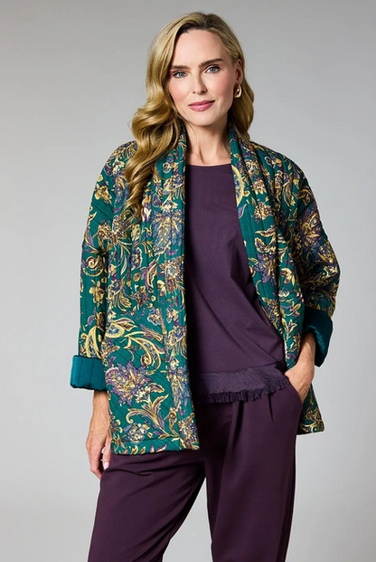 DECK By Decollage Green Paisley Quilted Jacket