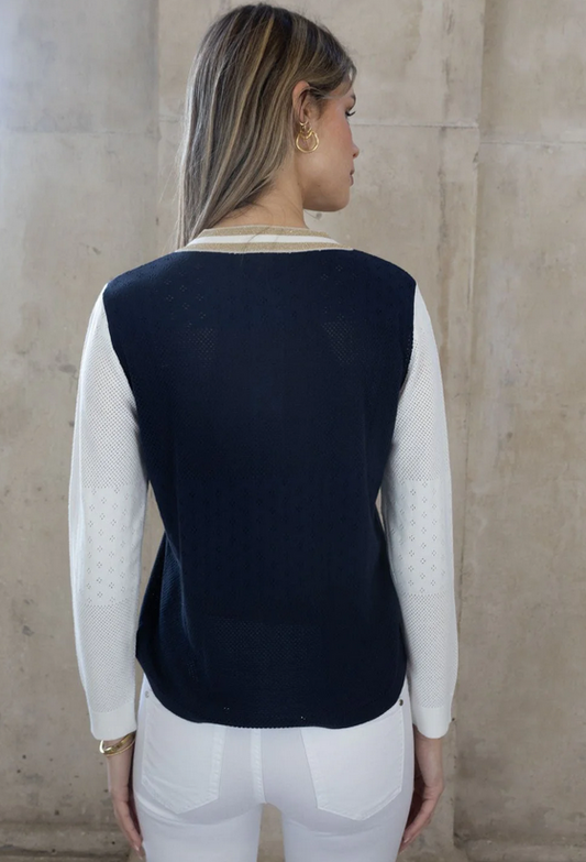 No2moro May Navy Lurex Knit Cardigan