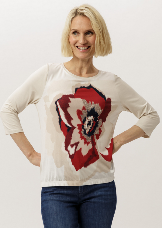 Frank Walder Red and Navy Motif Top