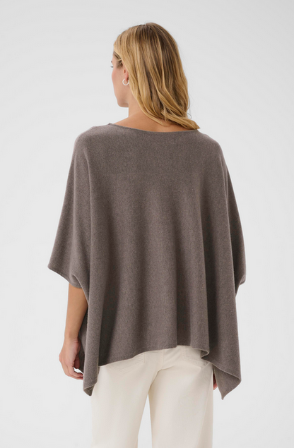 Part Two Taupe Cashmere Knit Poncho