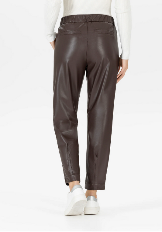 Stehmann Brown Barrel Leg Faux Leather Joggers