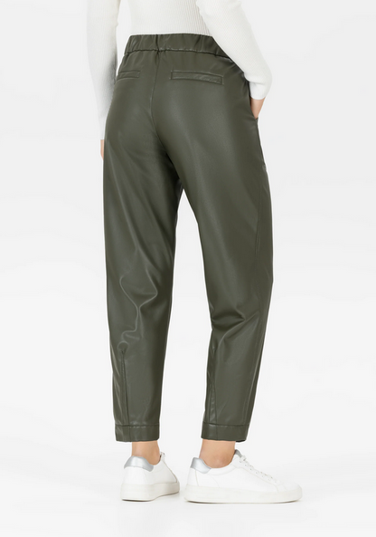 Stehmann Green Barrel Leg Faux Leather Joggers