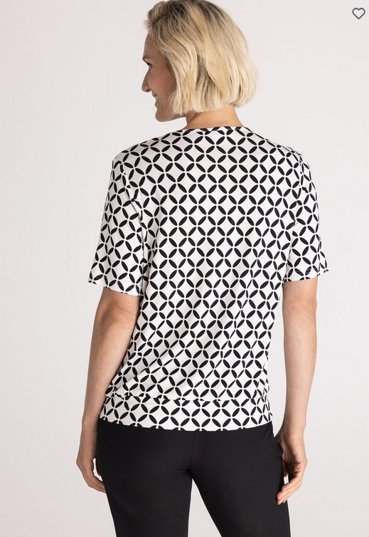 Frank Walder Black and Cream Print Blouse