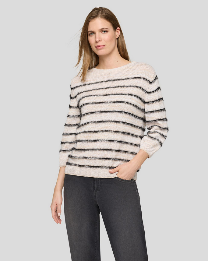 RABE Black Stripe Textured Neuteral Knit