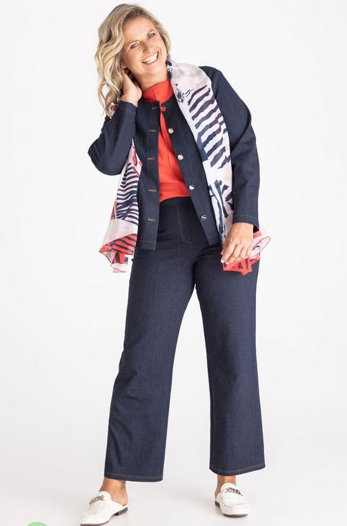 Frank Walder Navy and Red Pattern Scarf