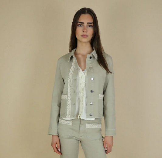 No2moro Crochet Trim Sand Jacket