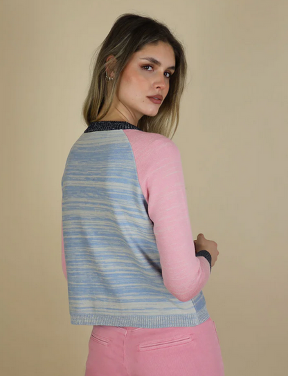 No2moro Pink and Blue Knit Jumper