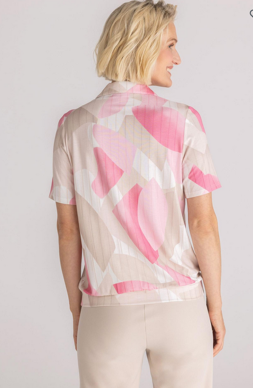 Frank Walder Pink and Beige Collared Top