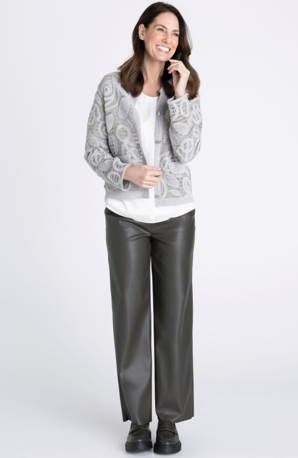 Frank Walder Grey Textured Knit Cardigan
