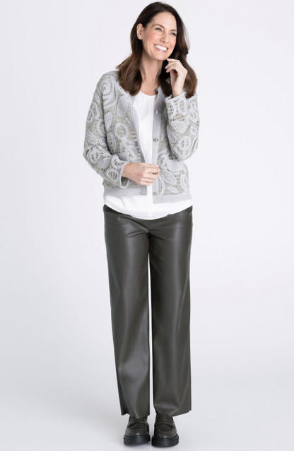 Frank Walder Grey Textured Knit Cardigan