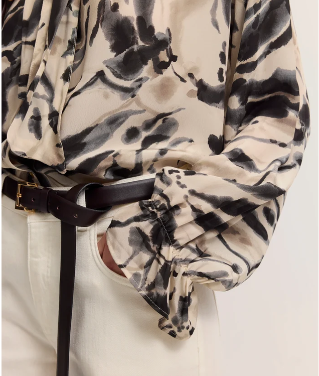 BUGATTI Cream and Black Bow Blouse