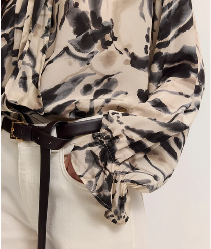 BUGATTI Cream and Black Bow Blouse