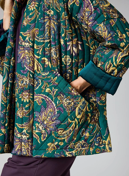 DECK By Decollage Green Paisley Quilted Jacket