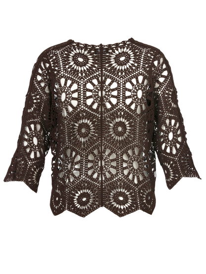 Via Appia Brown Knit Cardigan
