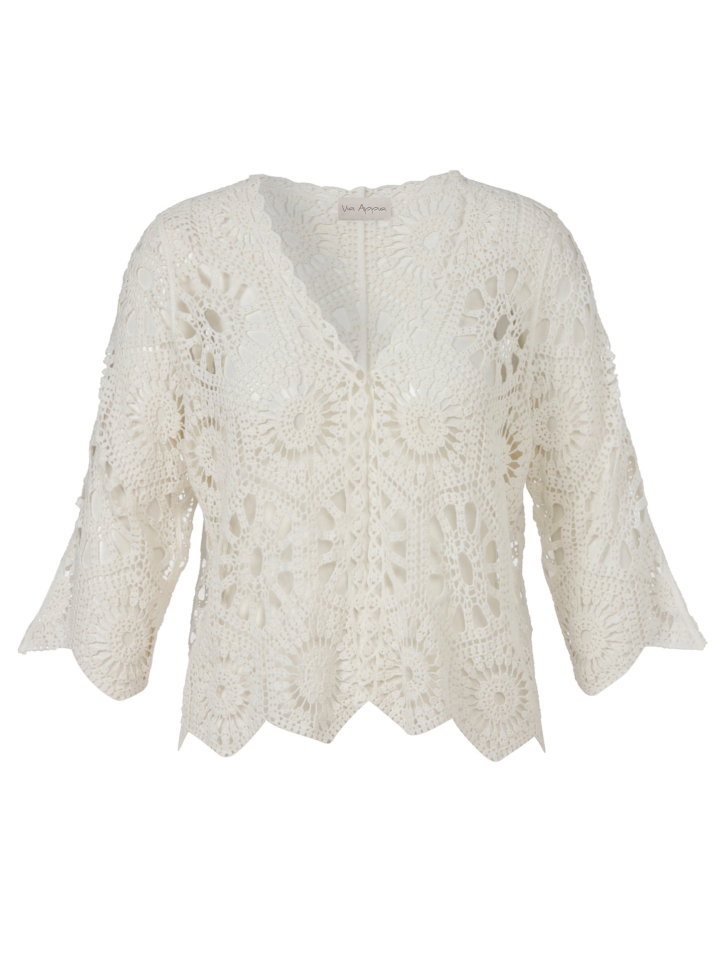 Via Appia Cream Knit Cardigan