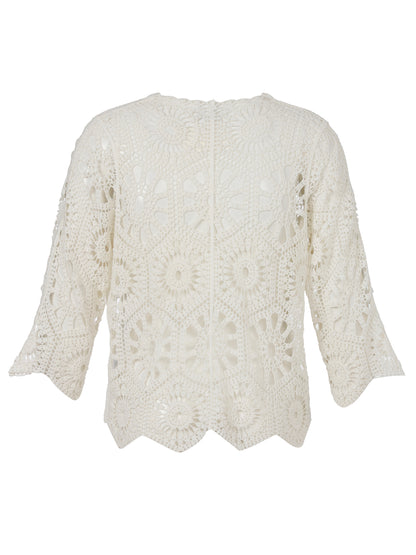 Via Appia Cream Knit Cardigan