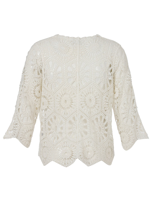 Via Appia Cream Knit Cardigan