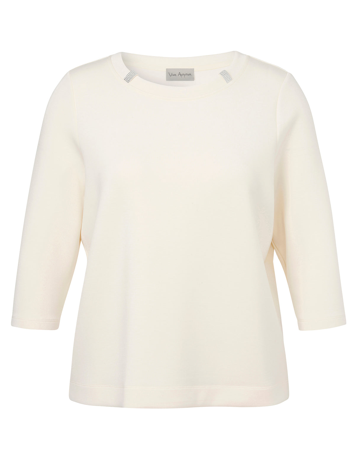 Via Appia Cream Rhinestone Detail Top