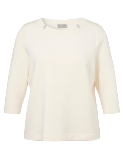 Via Appia Cream Rhinestone Detail Top