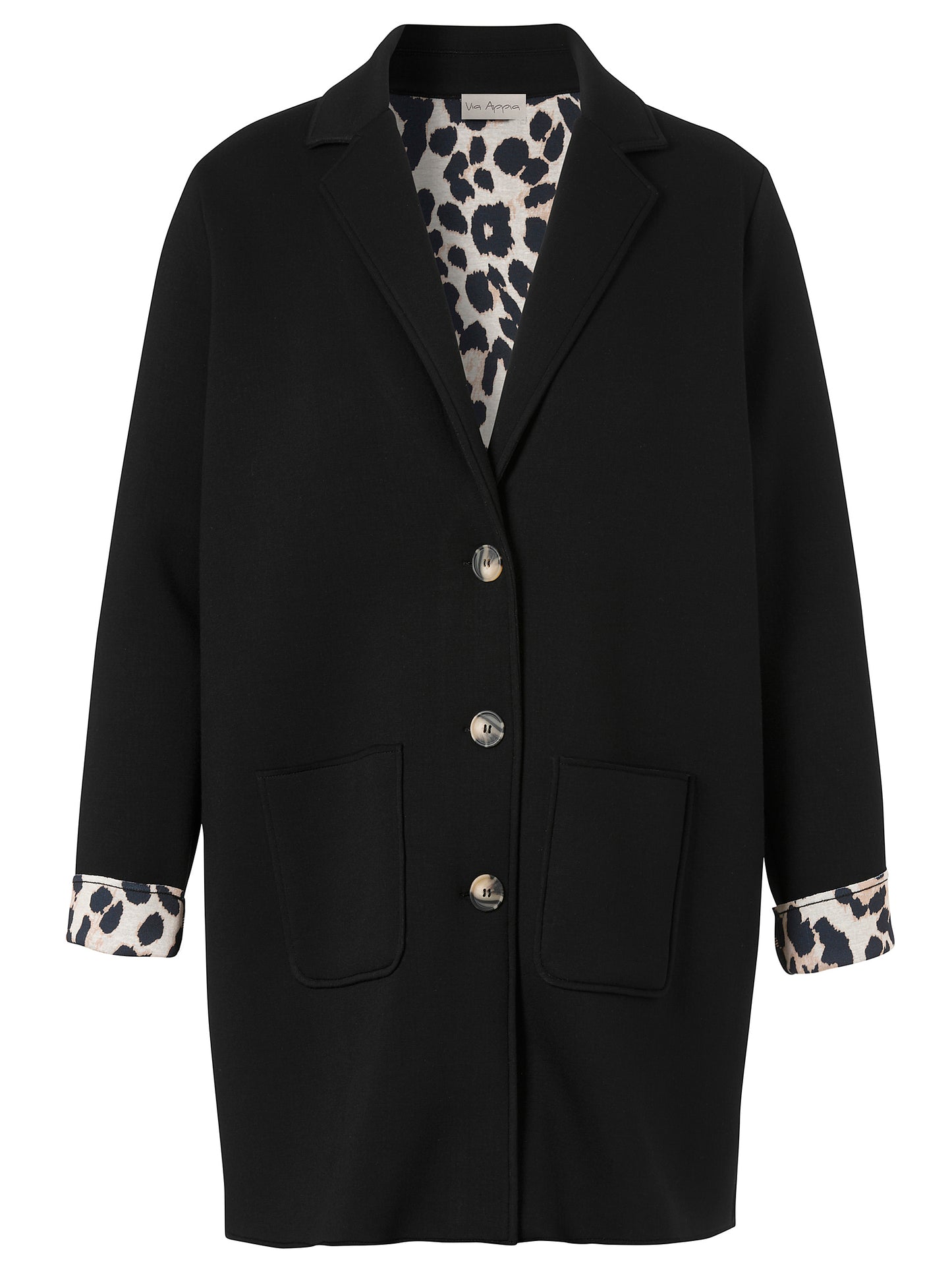 Via Appia Black Scuba Fabric Jacket