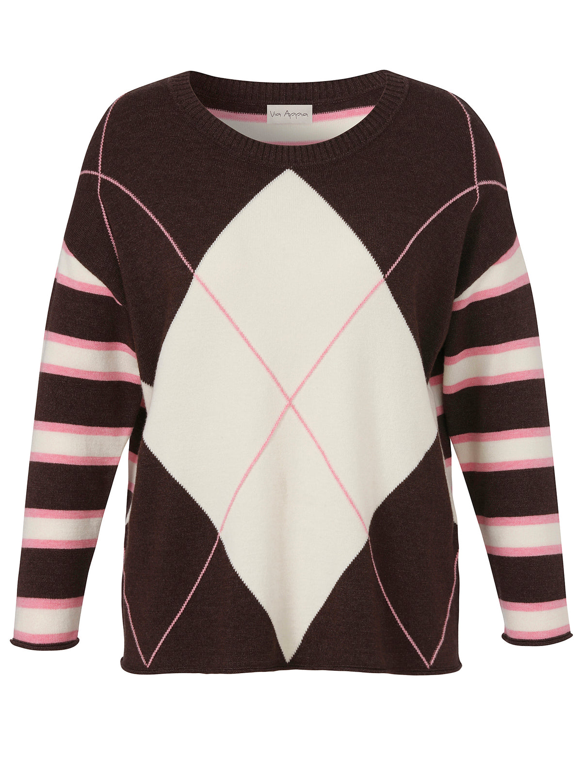 Via Appia Argyle & Stripe Knit Jumper