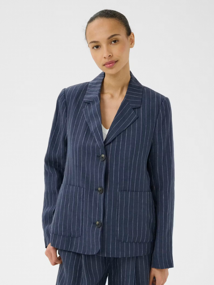 Part Two Alita Pinstripe 100% Linen Blazer