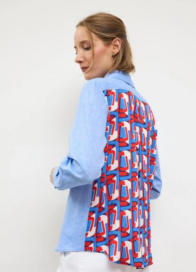 TINTA Artica Printed Back Blue Shirt