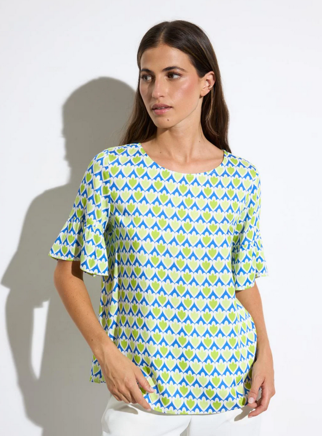 Bariloche Esera Green and Blue Print Blouse