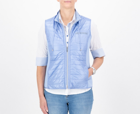 Just White Blue Zip Up Gilet